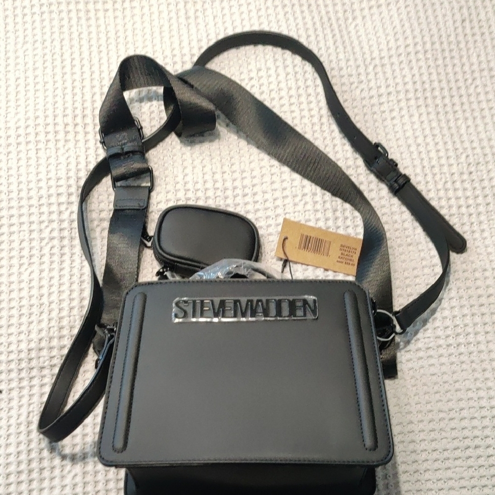Steve Madden Black Crossbody Bag with Coin Pouch